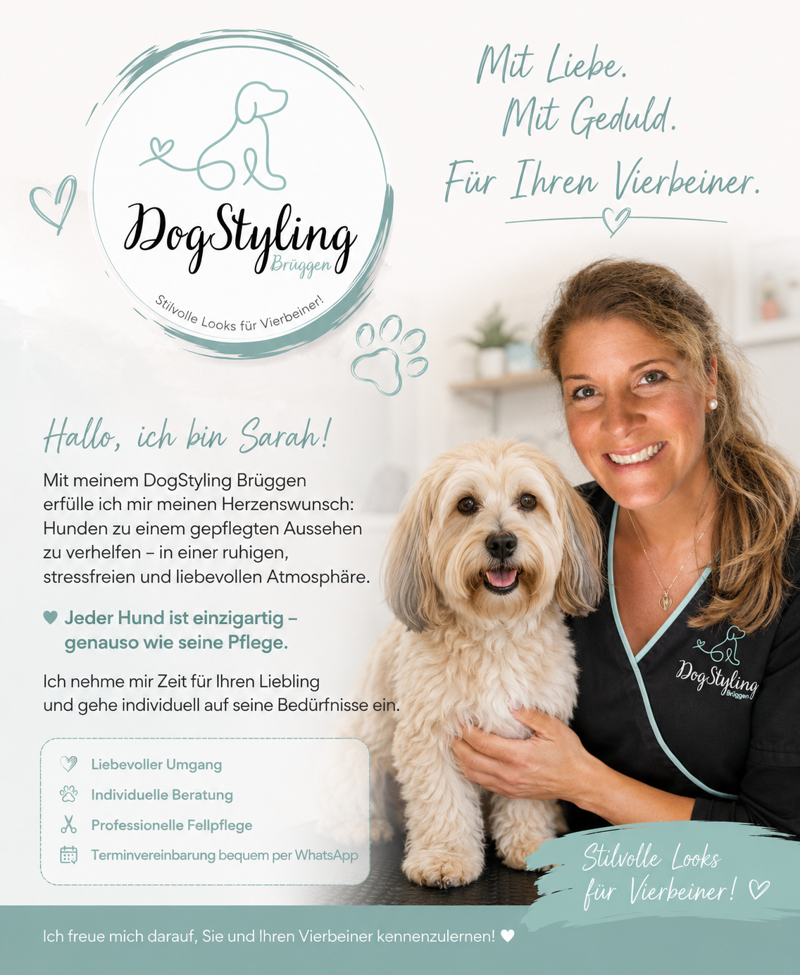 Sarah stellt sich und DogStyling Brüggen vor